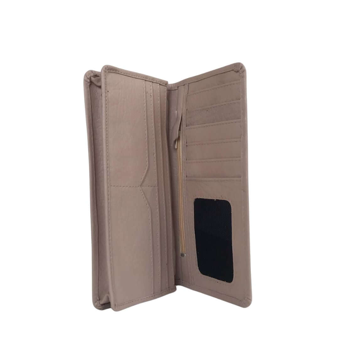 Leather Wallet – Long Fold in Beige