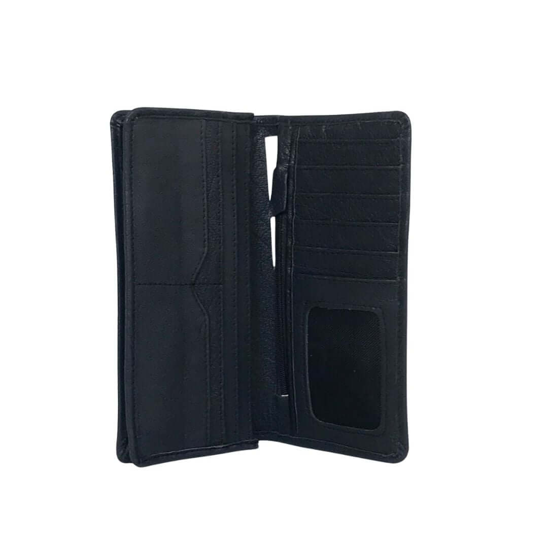 Long Black Leather Wallet A1