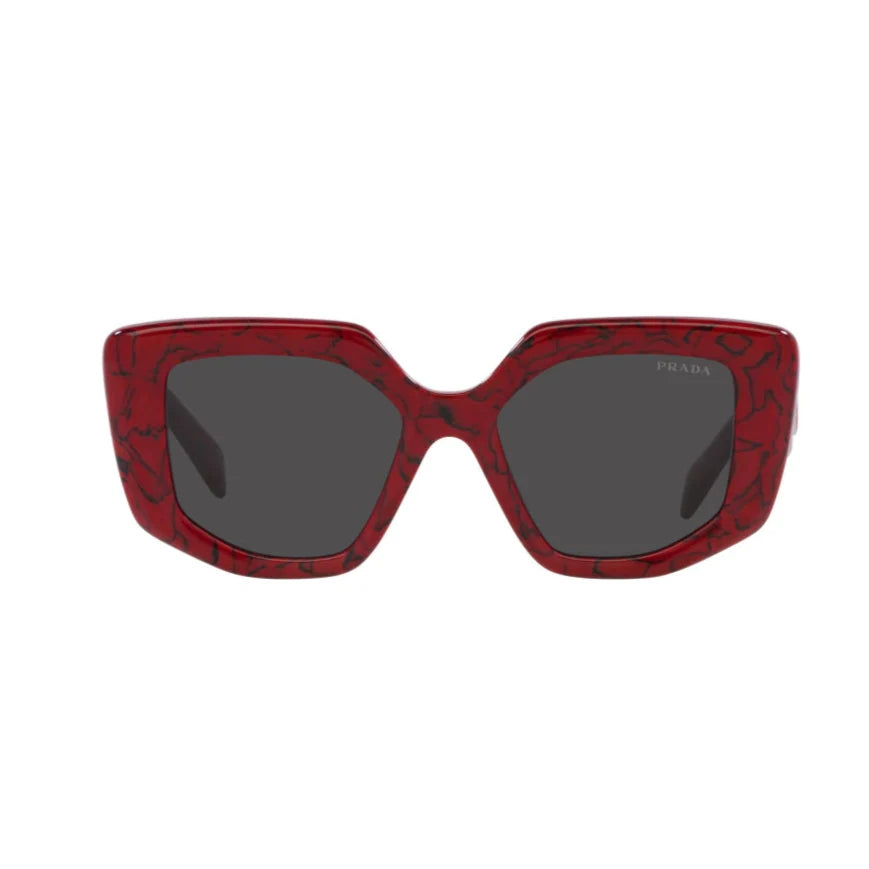 Prada PR14ZS 15D-5S0 Rectangular Marble Red Sunglasses