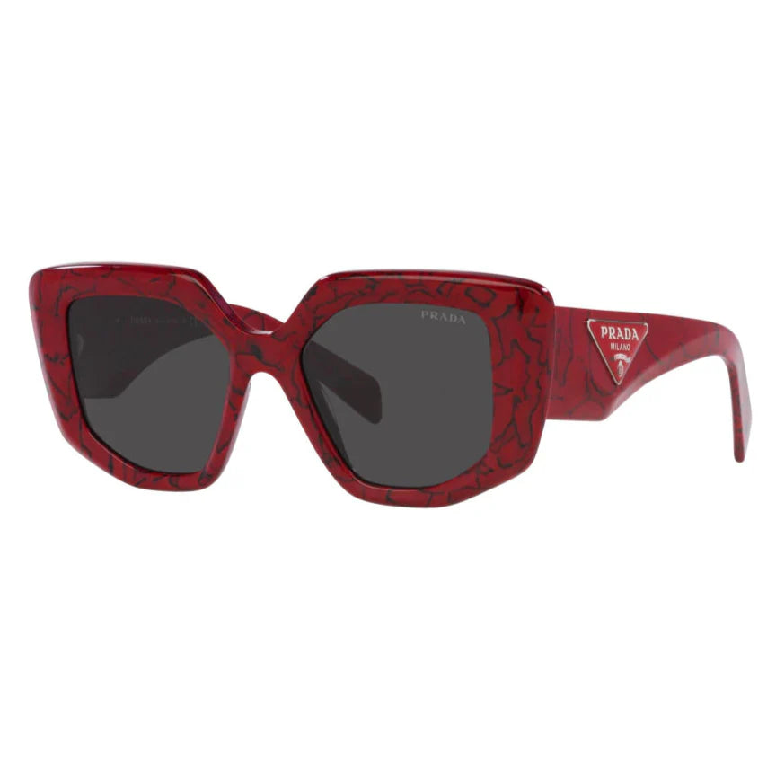 Prada PR14ZS 15D-5S0 Rectangular Marble Red Sunglasses