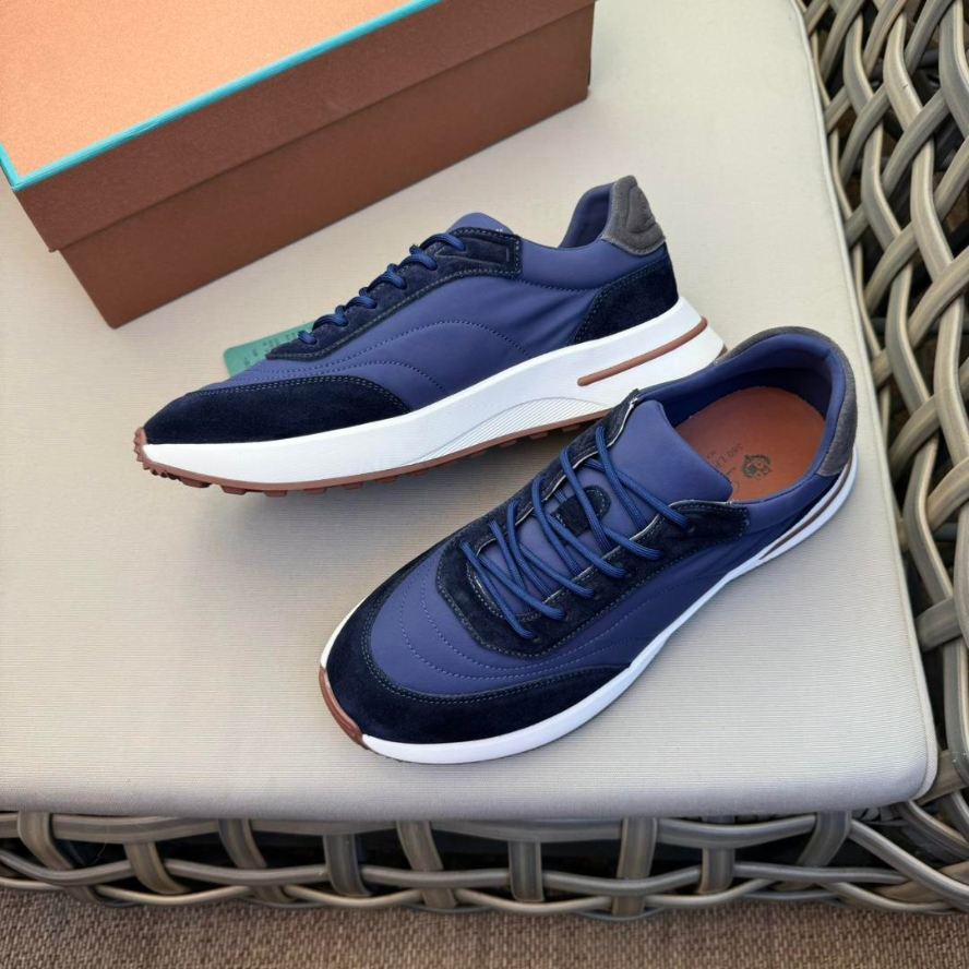 Loro Piana Weekend Evo Suede Sneakers - Navy Blue (082)