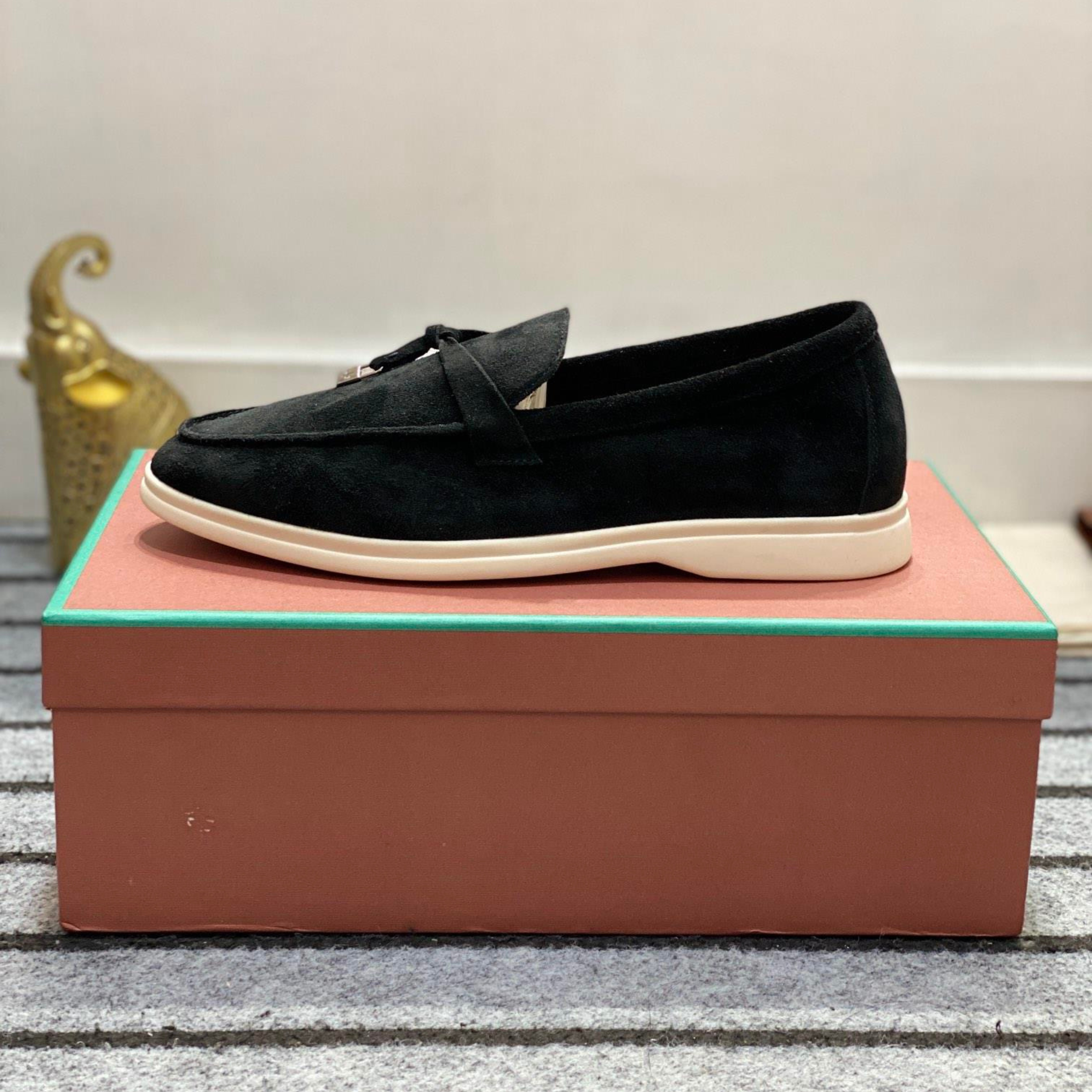 Loro Piana Summer Charm Suede Loafers - Black (029)