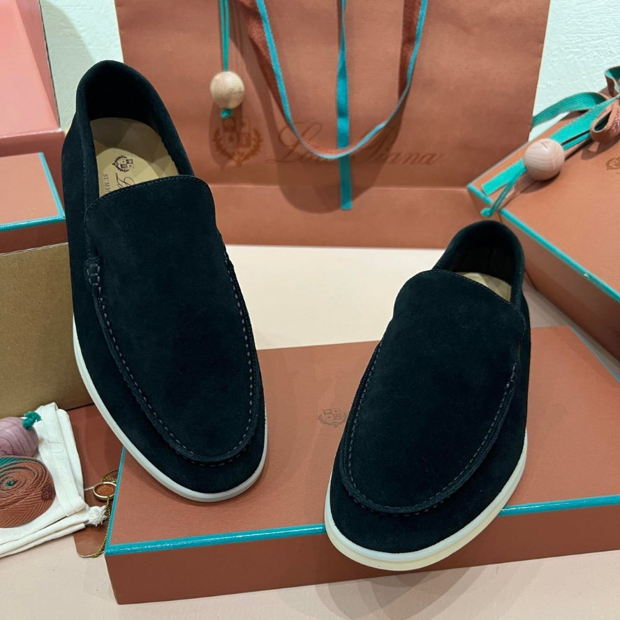Loro Piana Summer Walk Suede Loafers - Black (132)