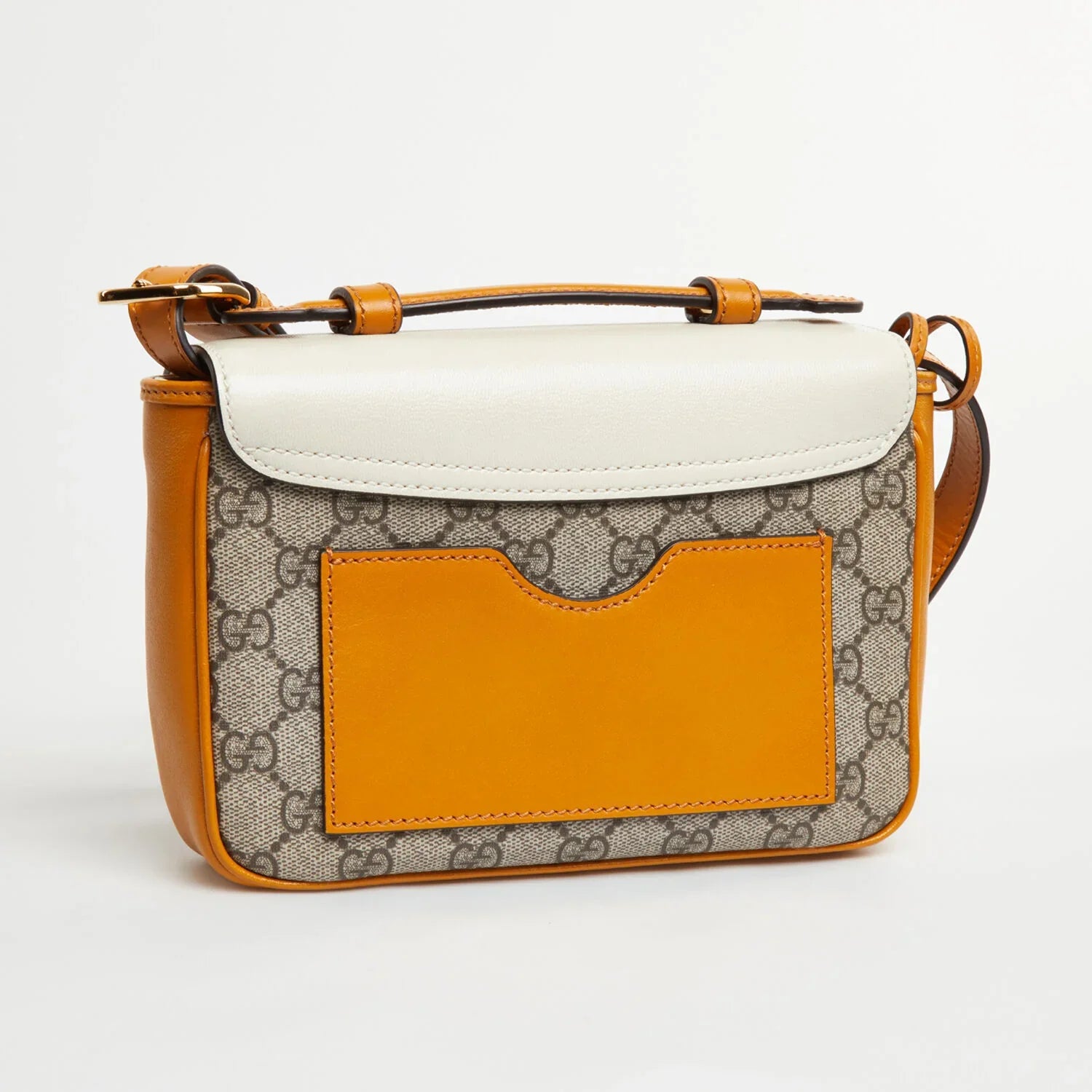 Gucci GG Supreme Padlock Front Pocket Flap Shoulder Bag – Beige