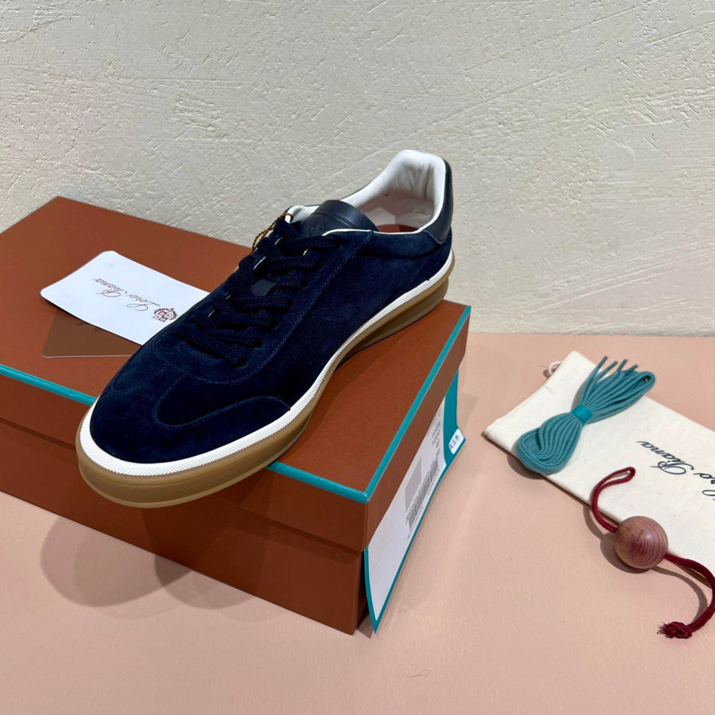 Loro Piana Tennis Walk Suede Calf Split Sneakers - Navy Blue (W000)
