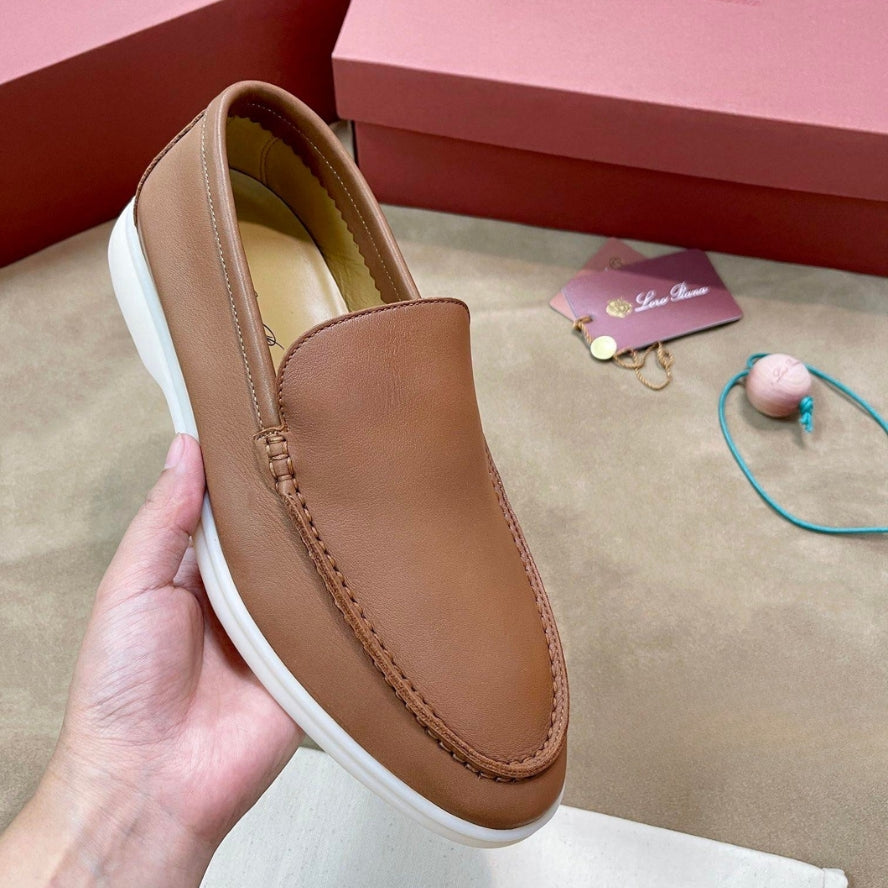 Loro Piana Summer Walk Calfskin Loafers - Havana Brown