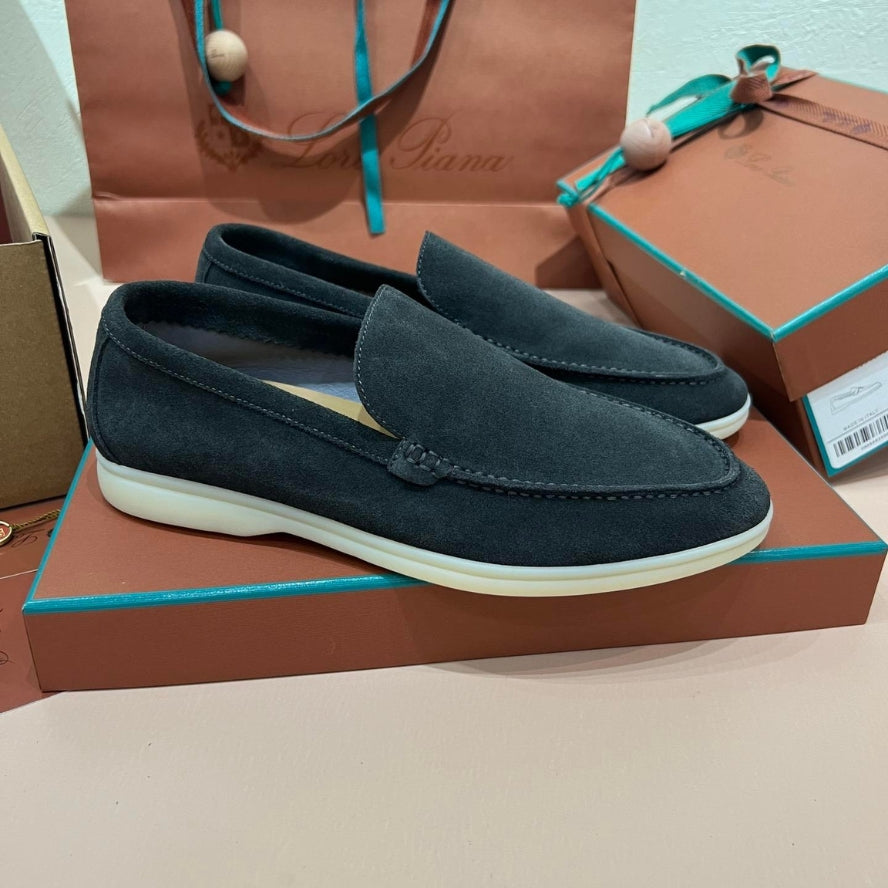 Loro Piana Ocean Front Suede Loafers - Dark Green (133)