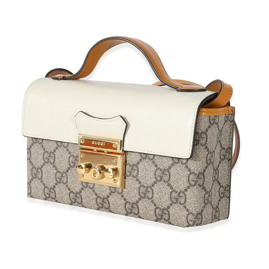 Gucci GG Supreme Padlock Mini Top Handle Bag – Beige