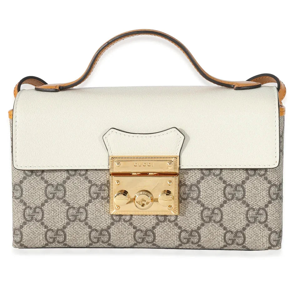 Gucci GG Supreme Padlock Mini Top Handle Bag – Beige