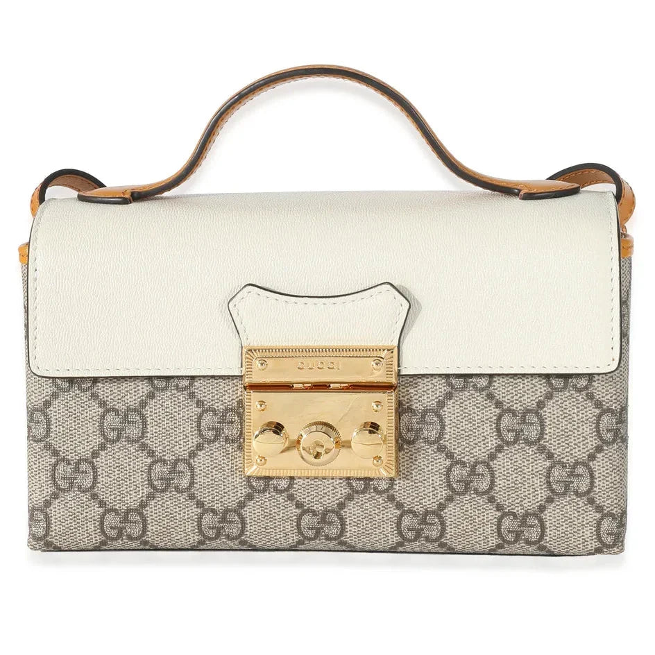 Gucci GG Supreme Padlock Mini Top Handle Bag – Beige