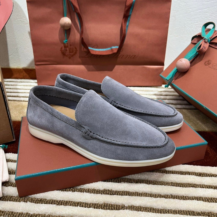 Loro Piana Summer Walk Suede Loafers - Frozen Blue (131)