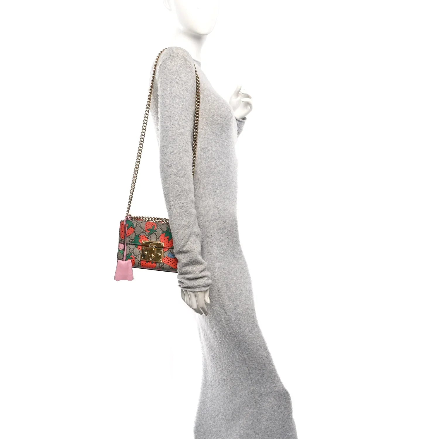 Gucci Padlock Strawberry Small Shoulder Bag – Beige