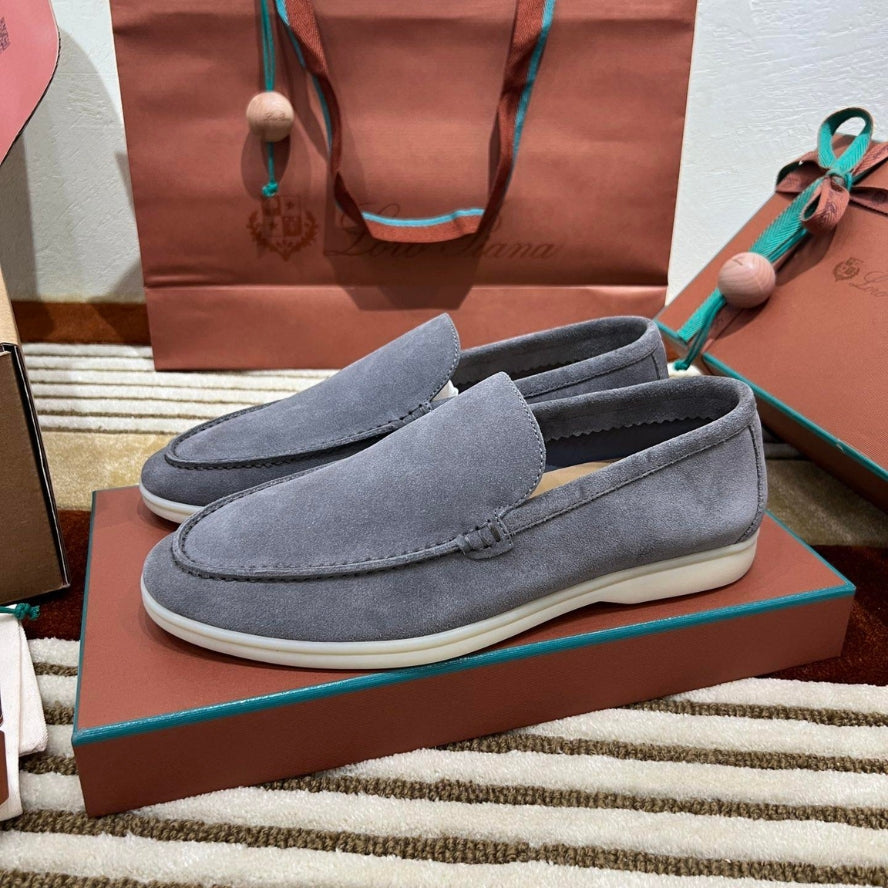 Loro Piana Summer Walk Suede Loafers - Frozen Blue (131)