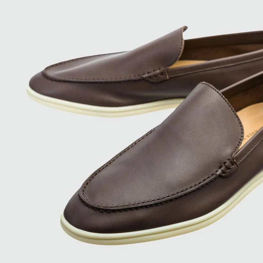 Loro Piana Summer Walk Elk Leather Loafers - Very Dark Brown (H027)