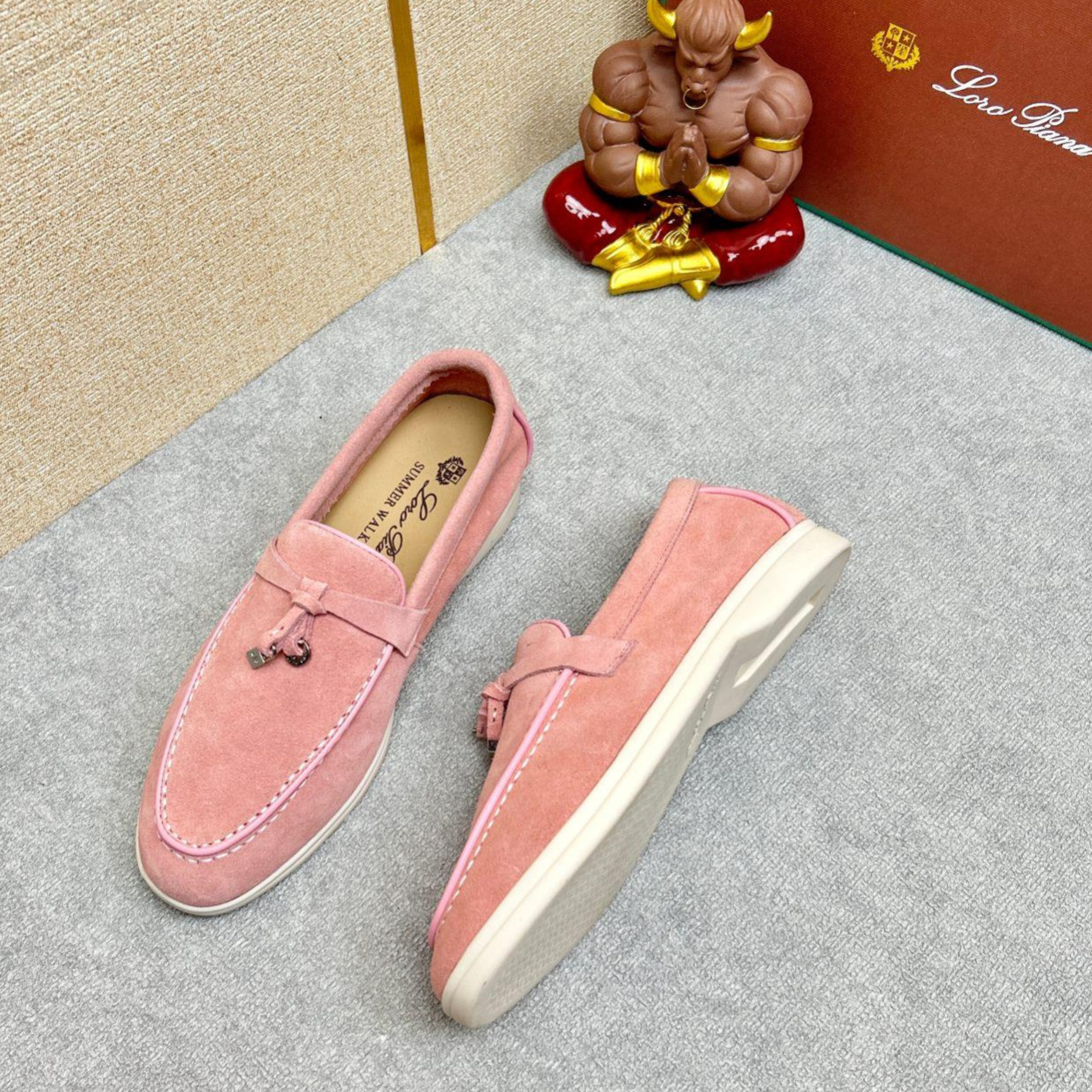 Loro Piana Summer Charms Walk Suede Loafers - Wild Mauve