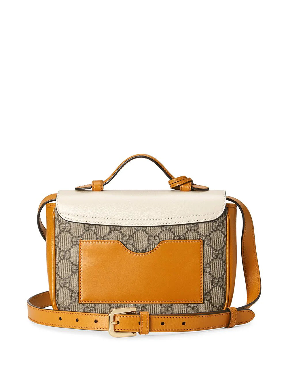 Gucci GG Supreme Padlock Front Pocket Flap Shoulder Bag – Beige