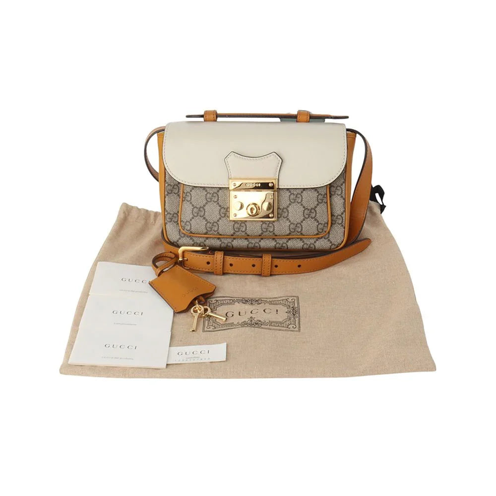 Gucci GG Supreme Padlock Handle Bag – Beige