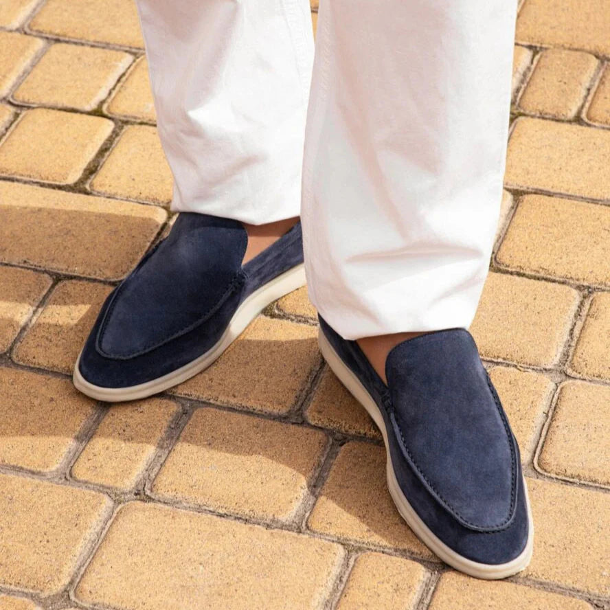 Loro Piana Summer Walk Suede Loafers - Dark Navy Blue ( 040)