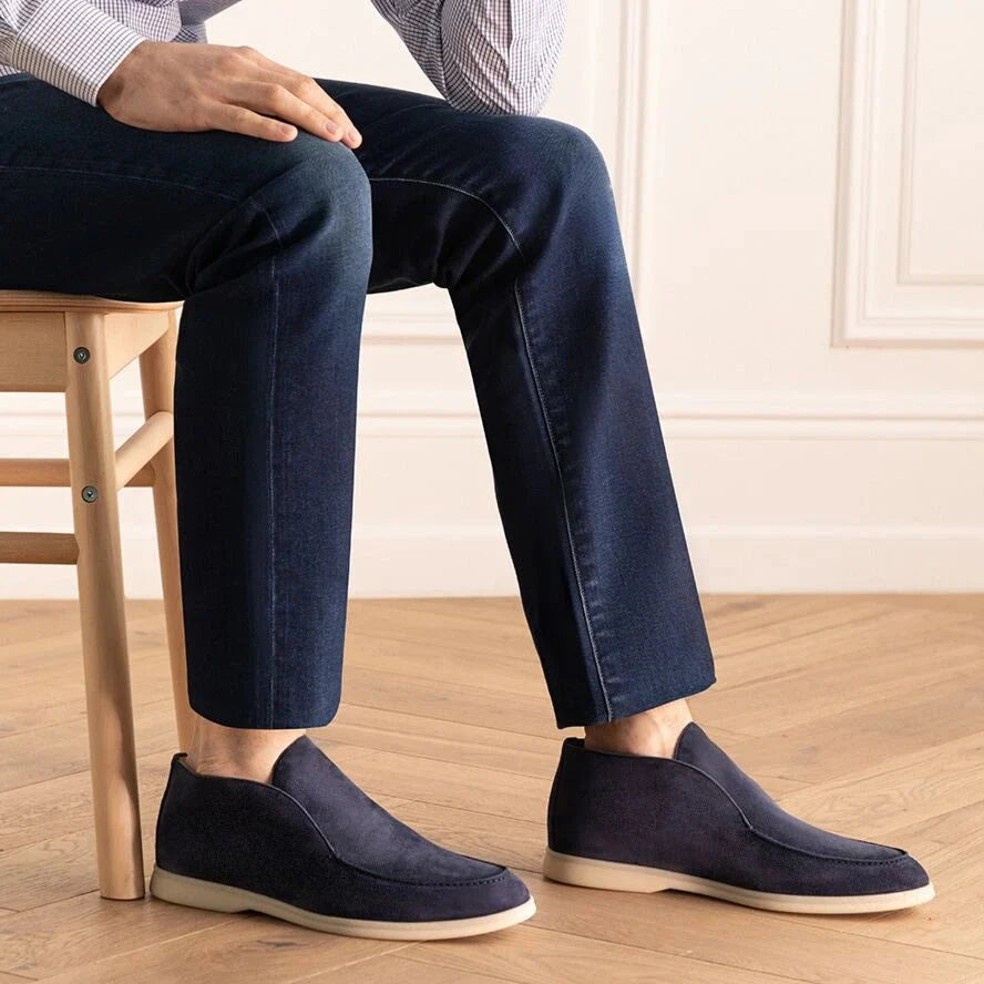 Loro Piana Open Walk Suede Loafers - Dark Blue