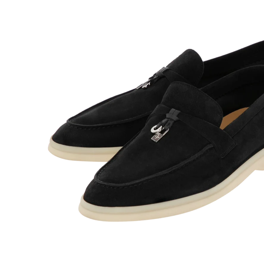 Loro Piana Summer Charm Suede Loafers - Black (029)