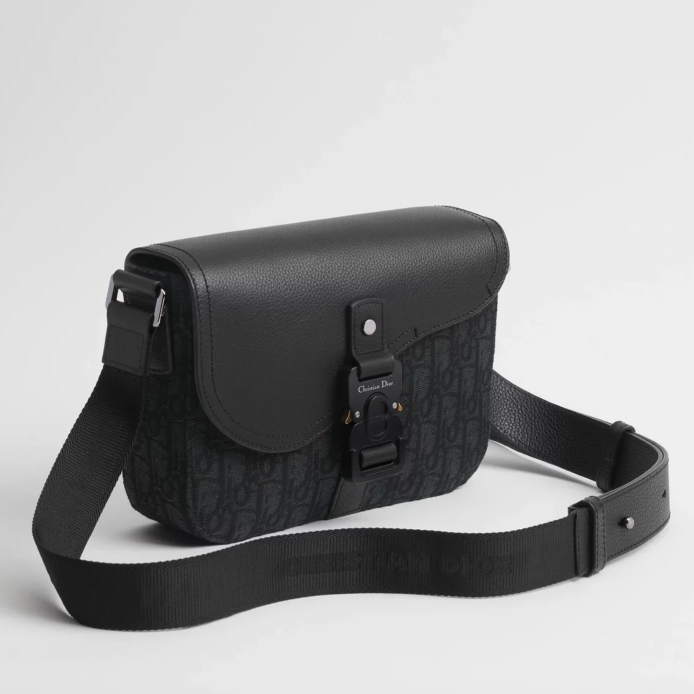 Dior Small Saddle Jacquard Messenger Bag with Flap - Black