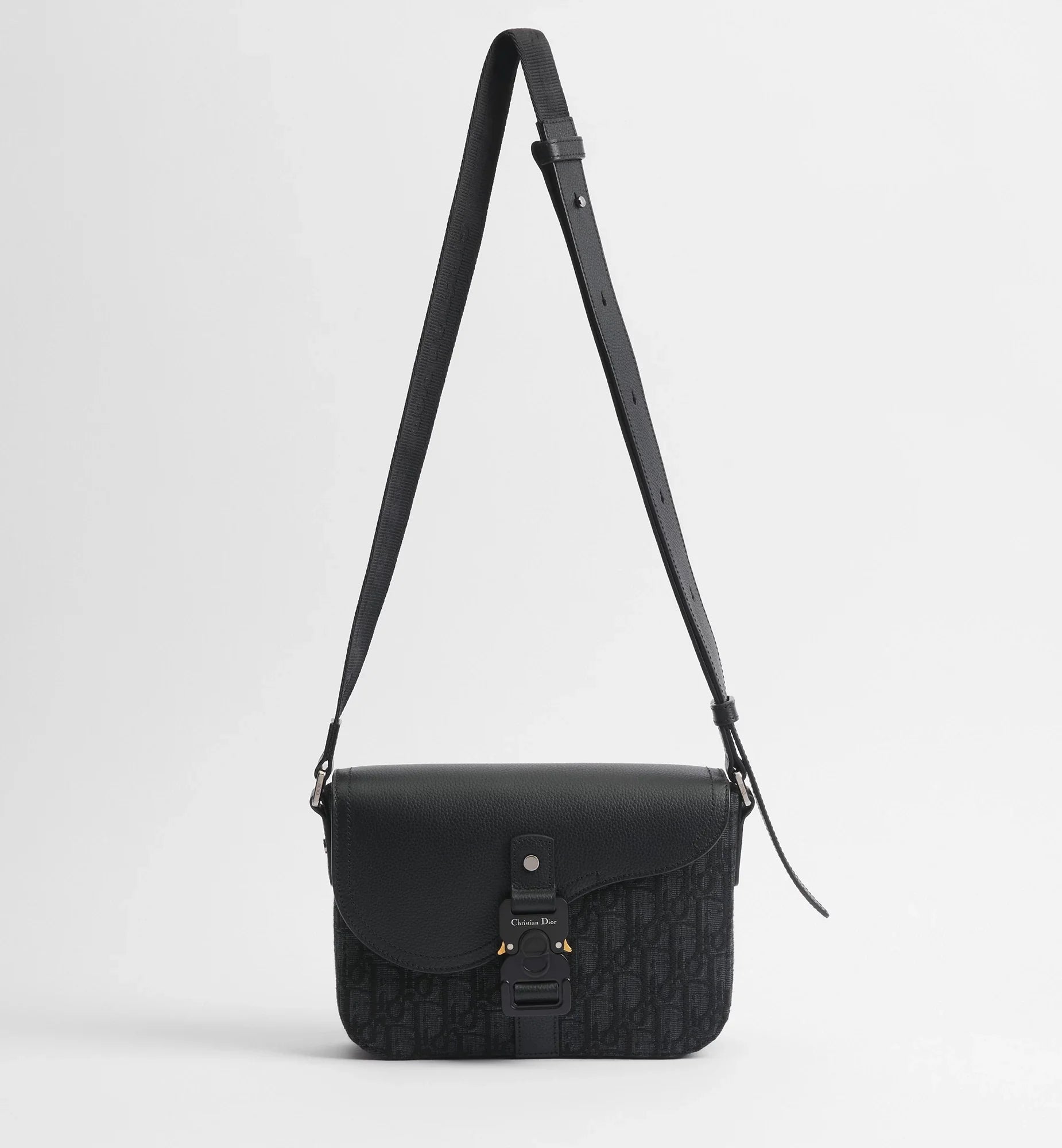Dior Small Saddle Jacquard Messenger Bag with Flap - Black