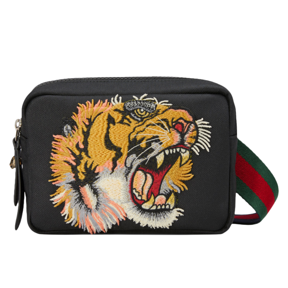 Gucci Black Tiger Nylon Messenger Bag – Black