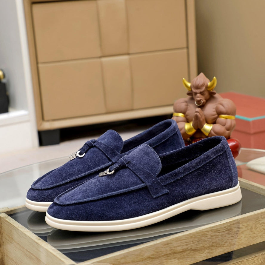 Loro Piana Summer Charms Walk Suede Loafer – True Dark Blue (108)