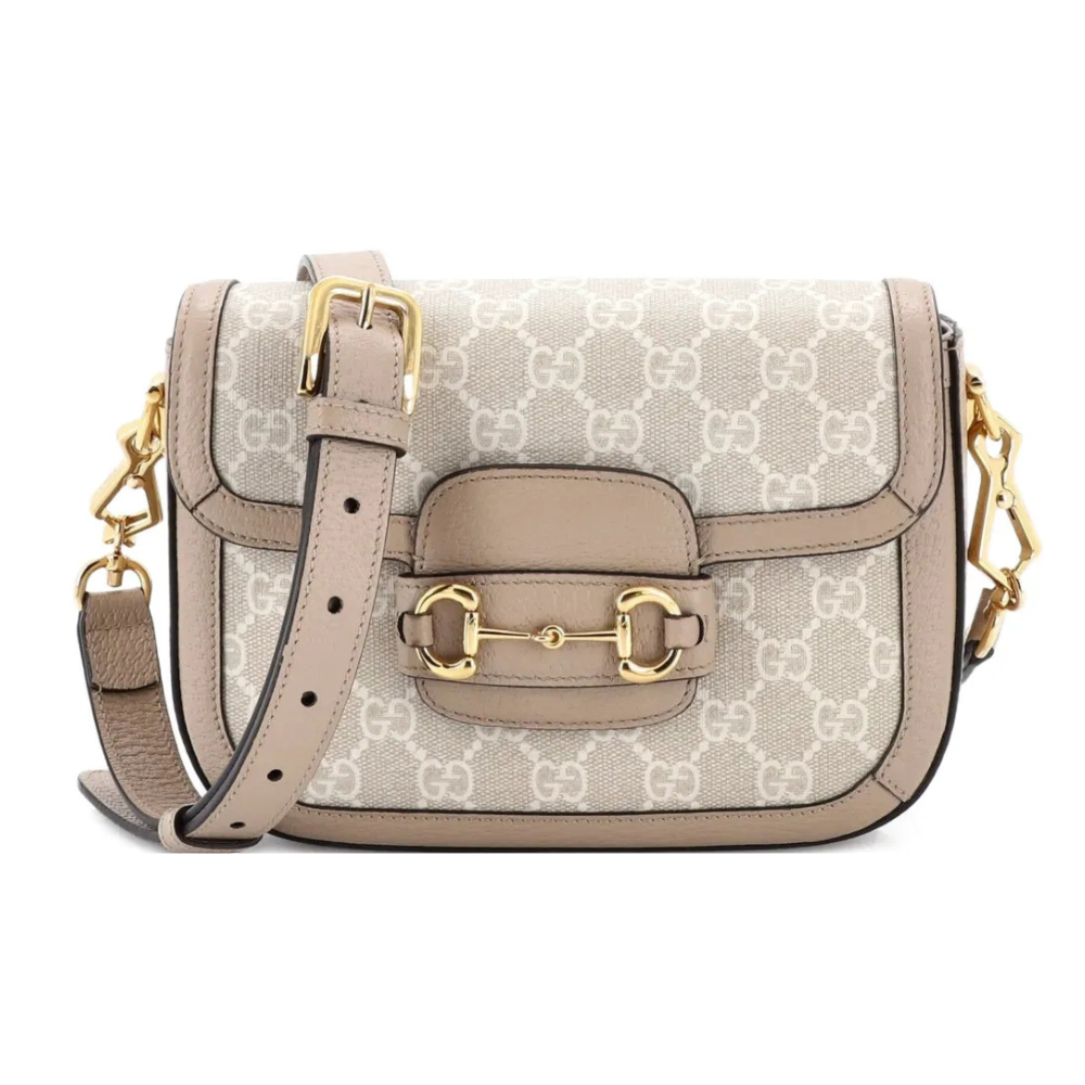 Gucci Horsebit 1955 Mini GG Crossbody Shoulder Bag – Beige