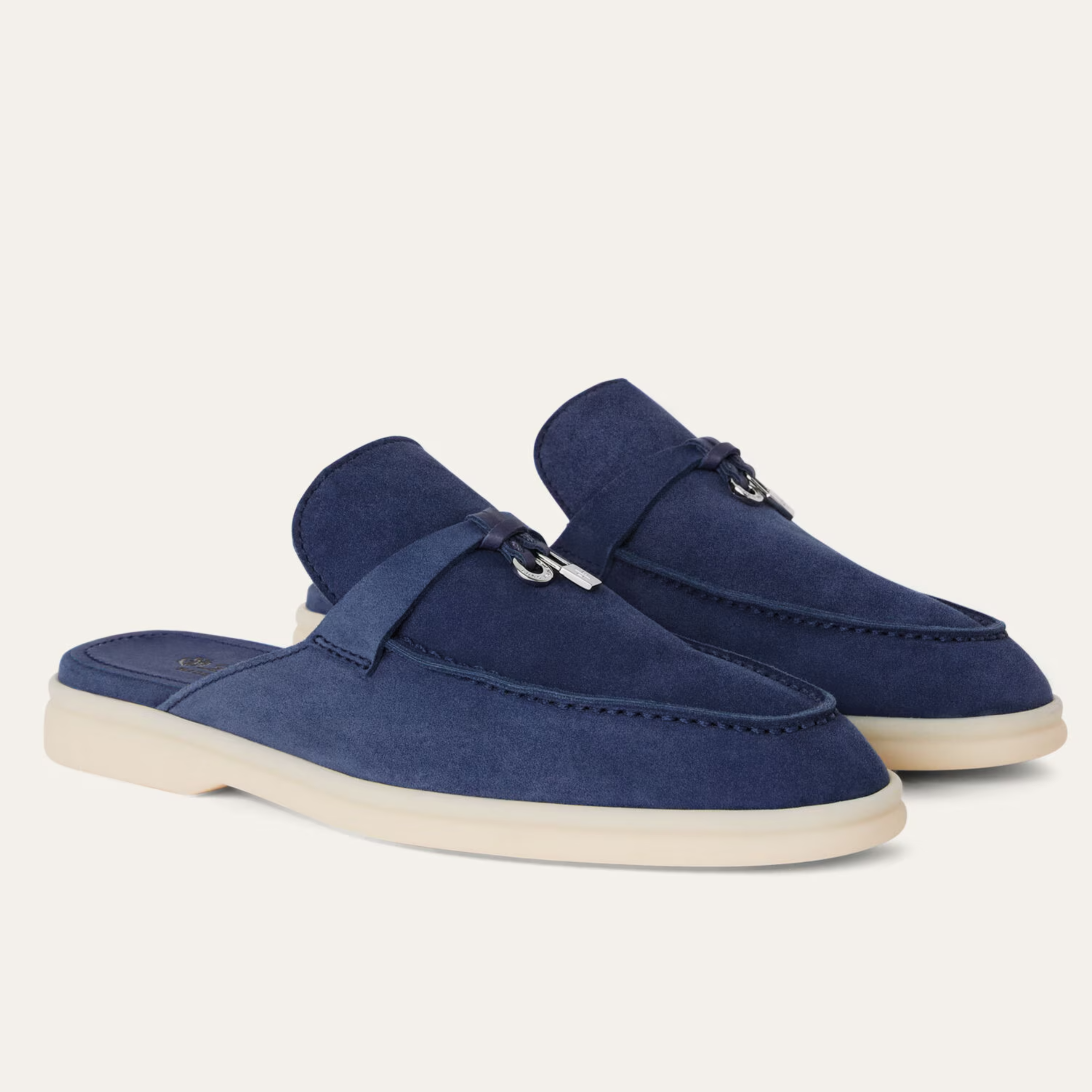 Loro Piana Babouche Charms Walk Suede Loafers - Blue Fluorite (010)