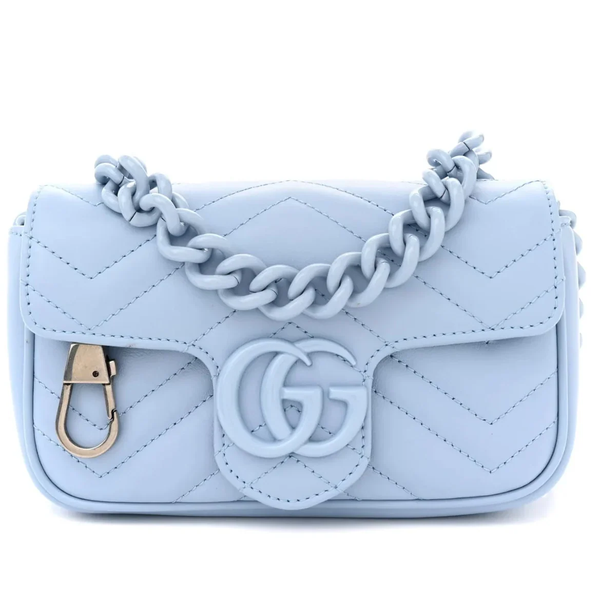 Gucci GG Marmont Leather Chain Belt Bag – Blue