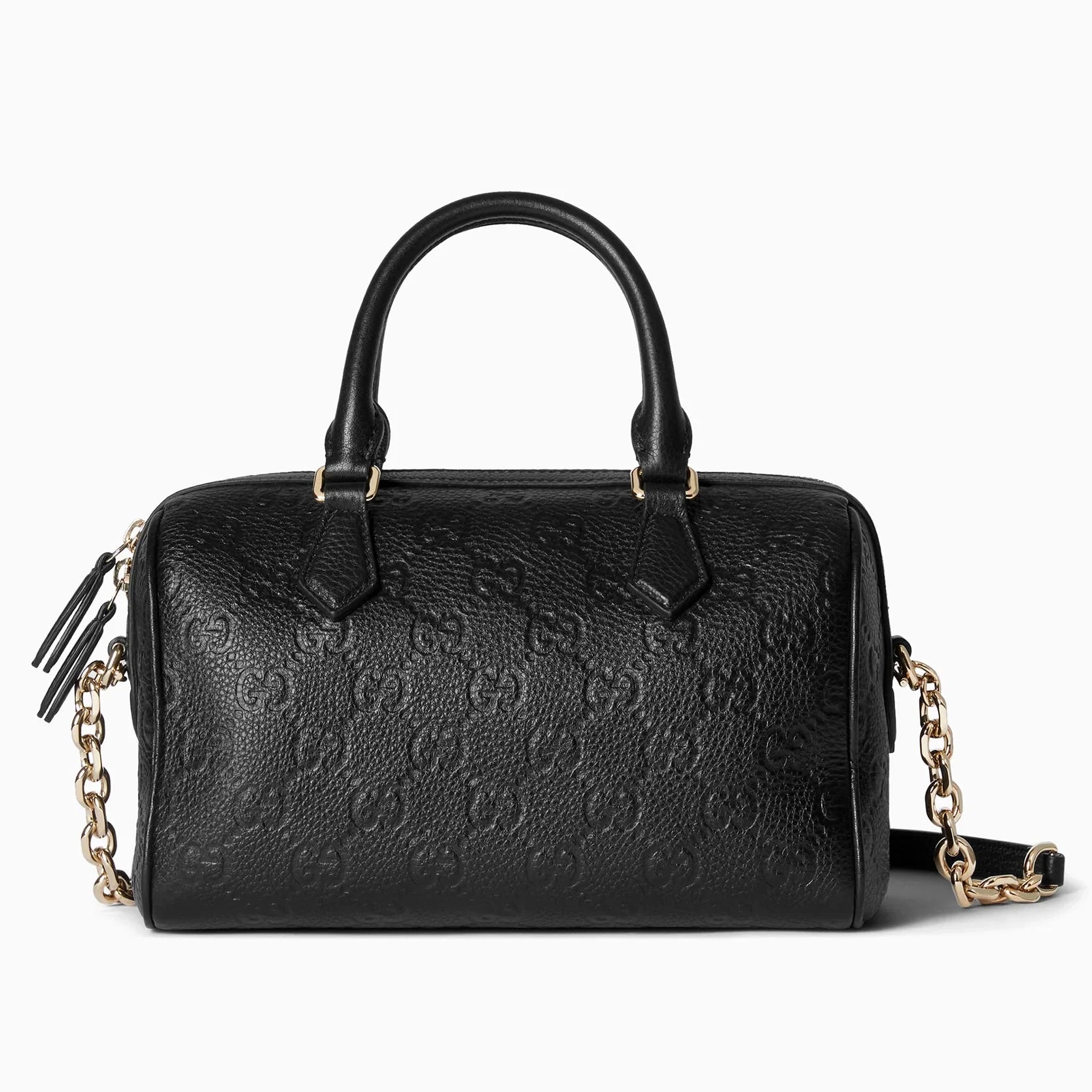 Gucci GG Emblem Small Boston Top Handle Bag – Black