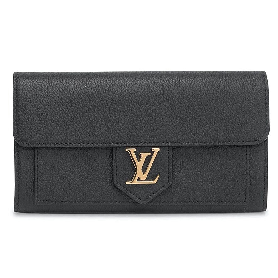 Louis Vuitton Long Leather LockMe Wallet - Black