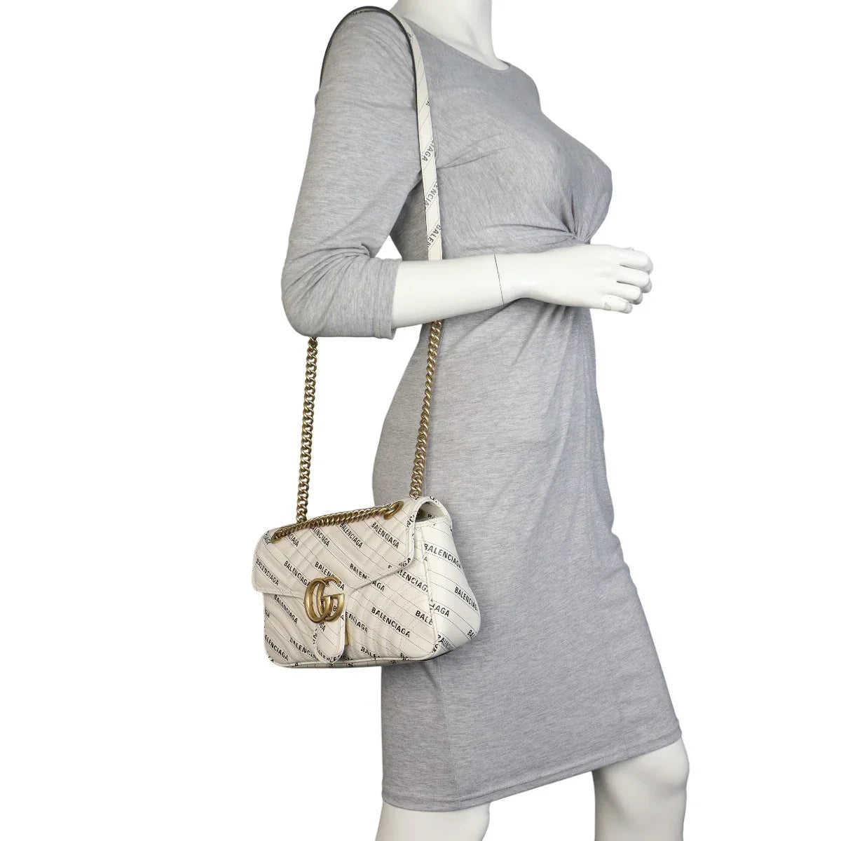 Gucci X Balenciaga GG Marmont Matelasse Shoulder Bag – White