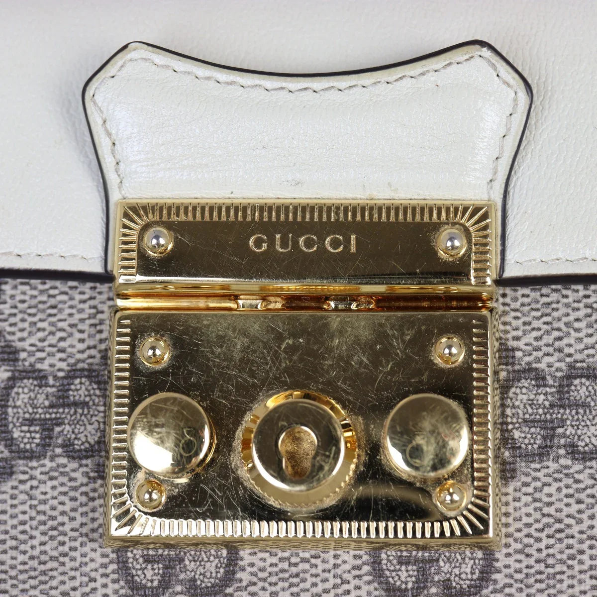 Gucci GG Supreme Padlock Mini Top Handle Bag – Beige