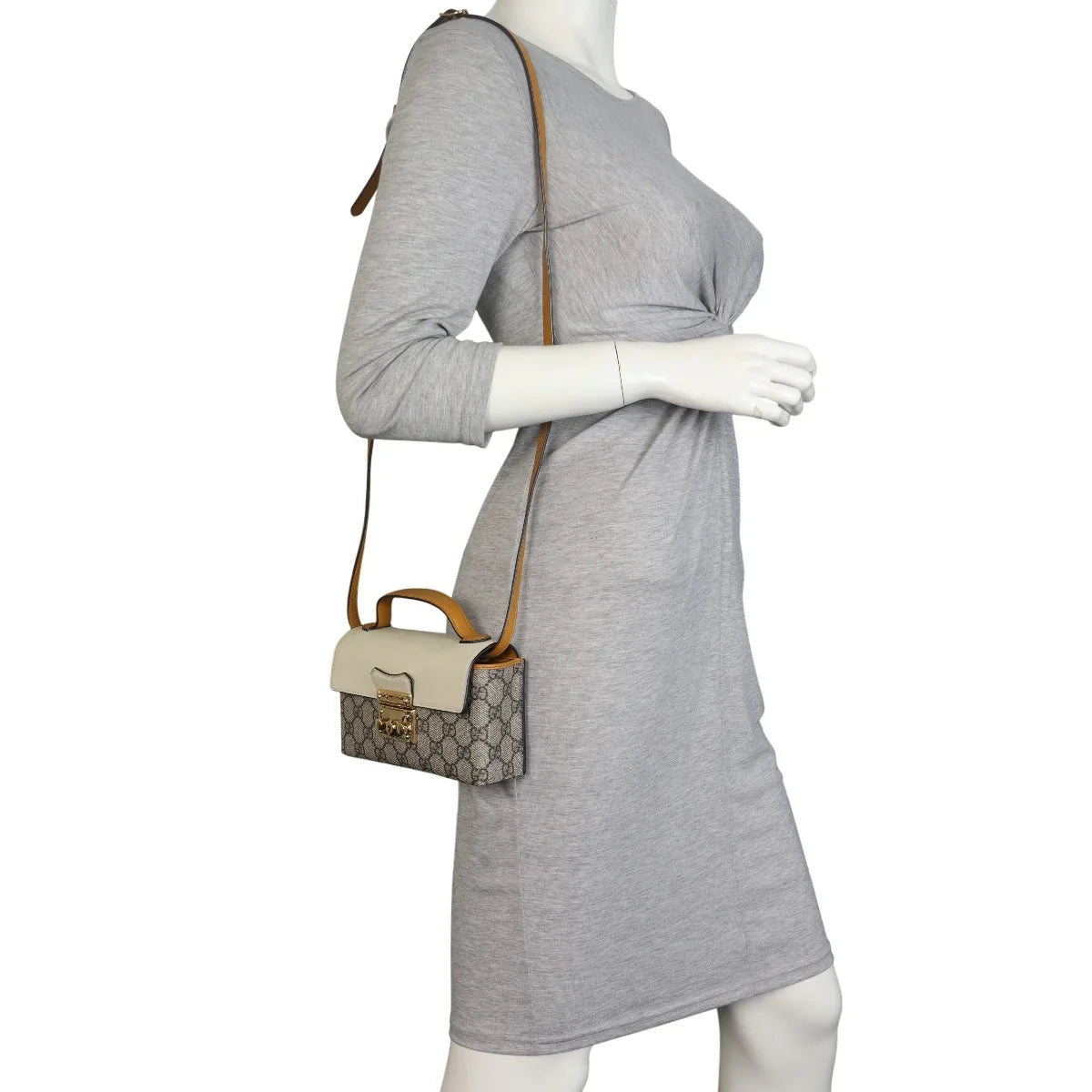 Gucci GG Supreme Padlock Mini Top Handle Bag – Beige