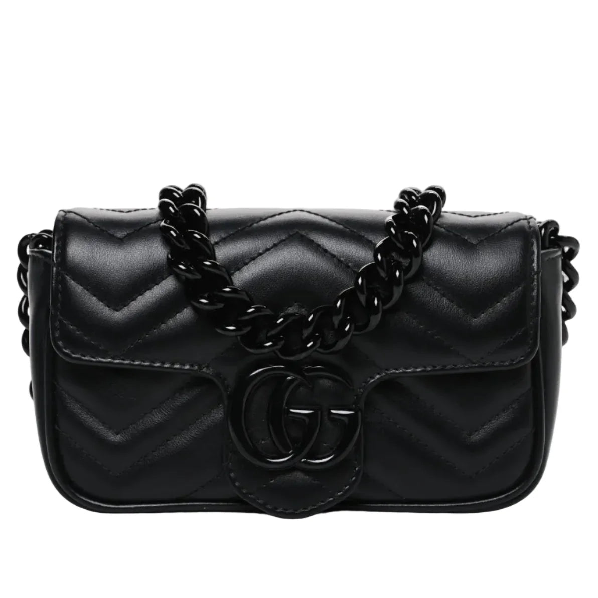 Gucci GG Marmont Leather Chain Belt Bag – Black