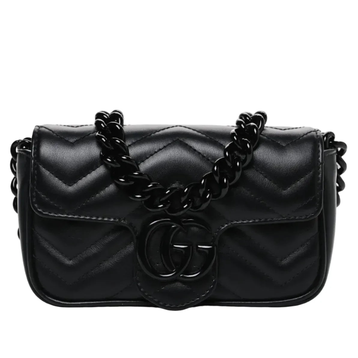 Gucci GG Marmont Leather Chain Belt Bag – Black