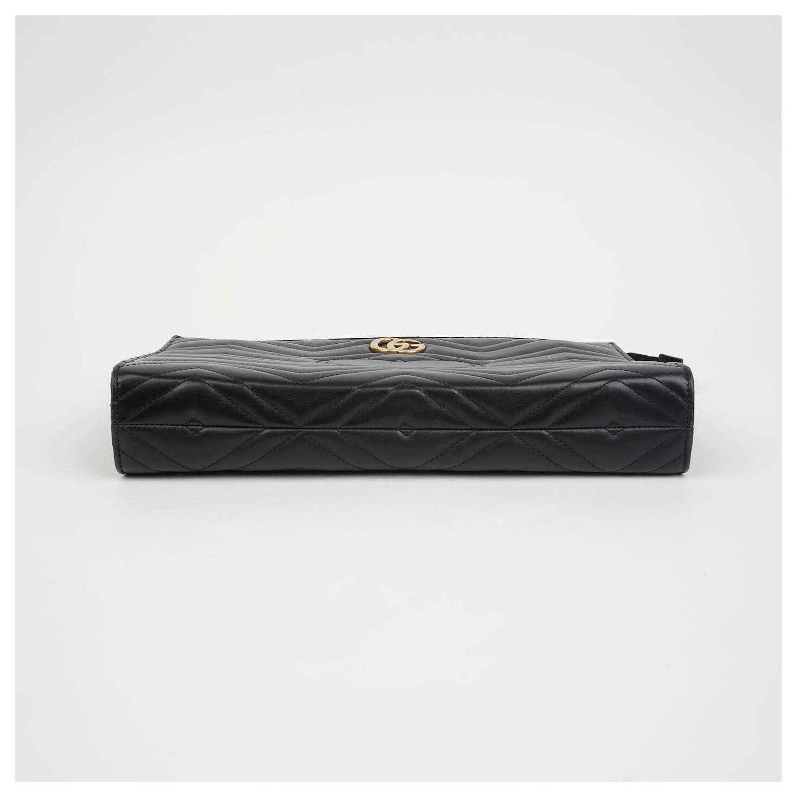 Gucci GG Marmont Matelassé Chevron Heart Clutch Bag – Black