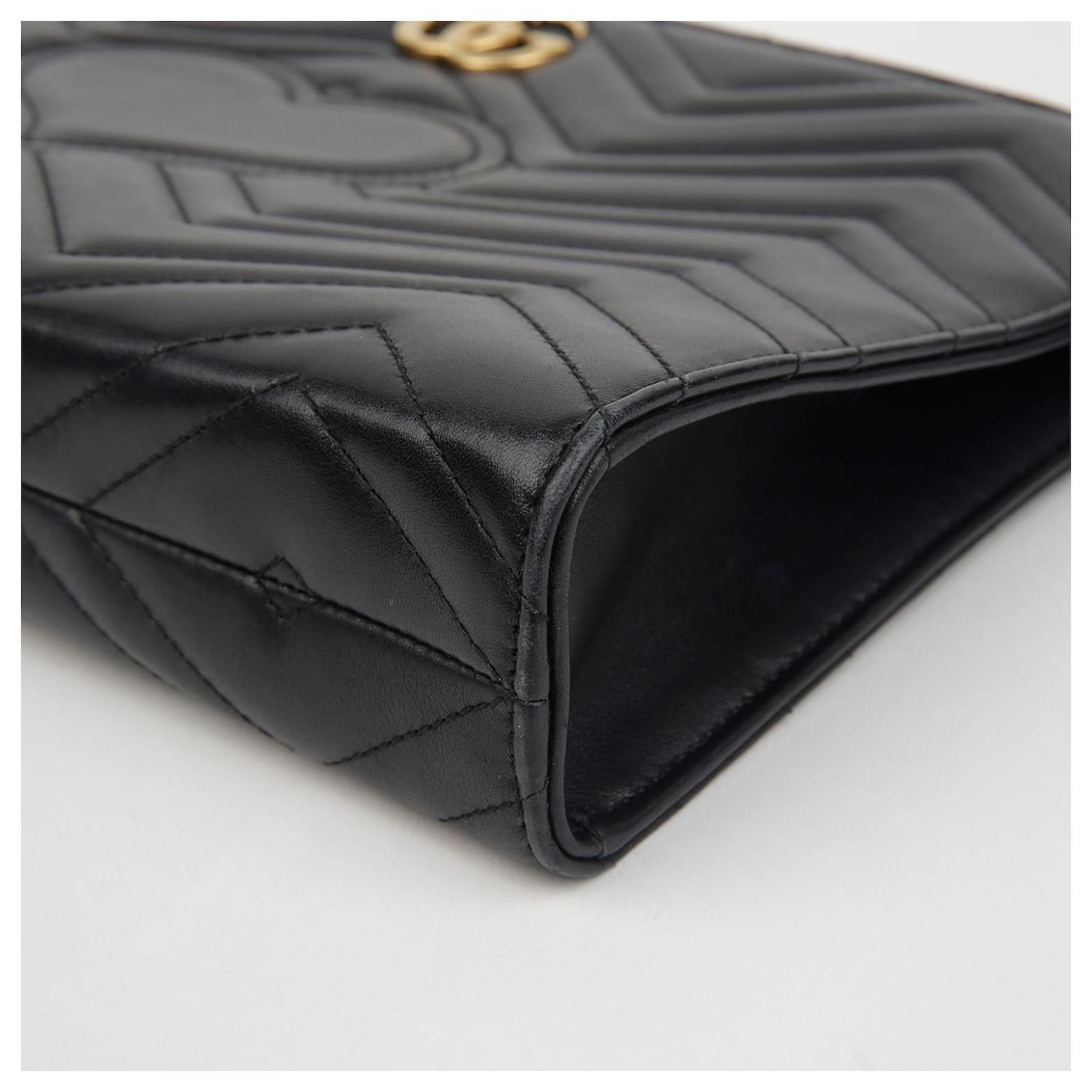 Gucci GG Marmont Matelassé Chevron Heart Clutch Bag – Black