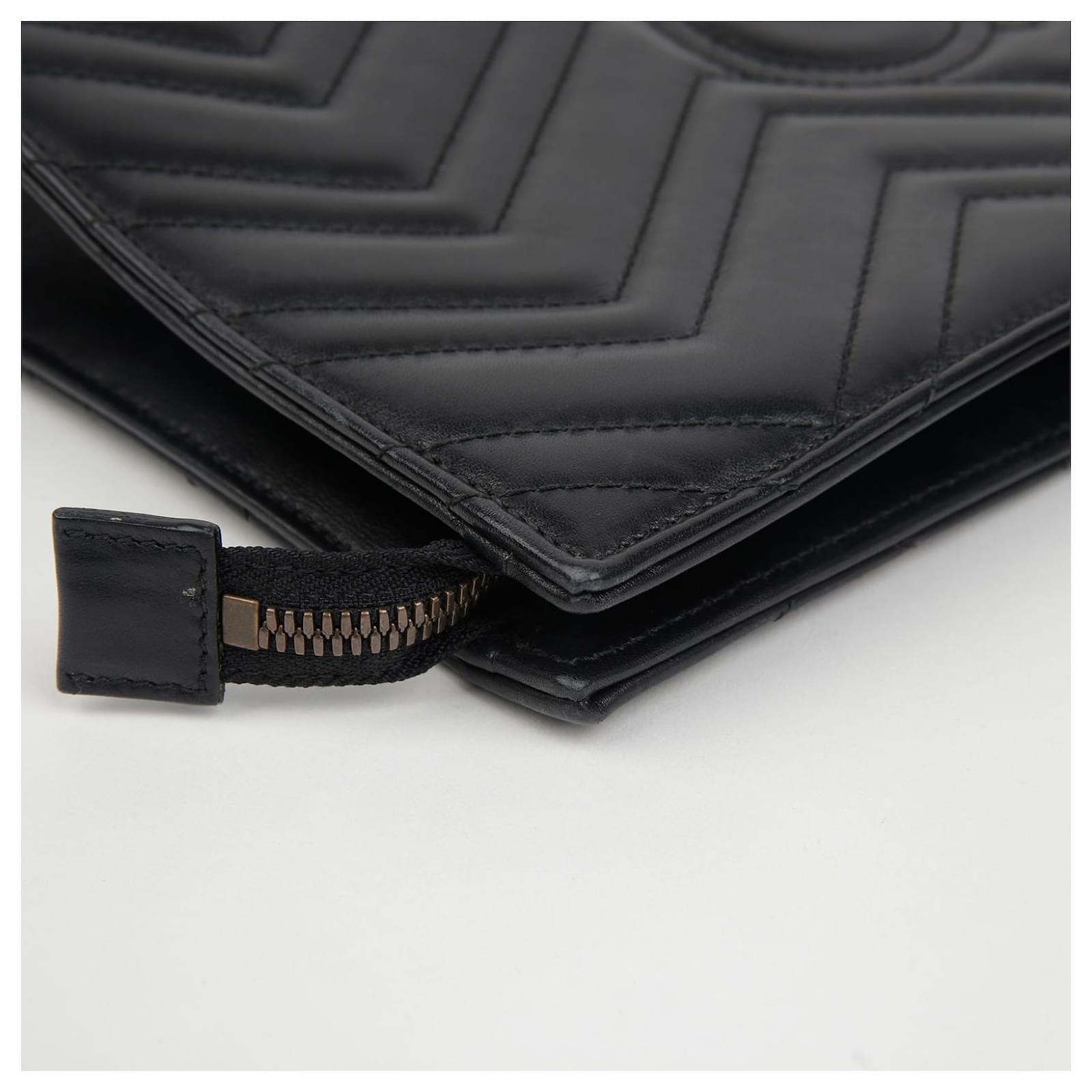 Gucci GG Marmont Matelassé Chevron Heart Clutch Bag – Black