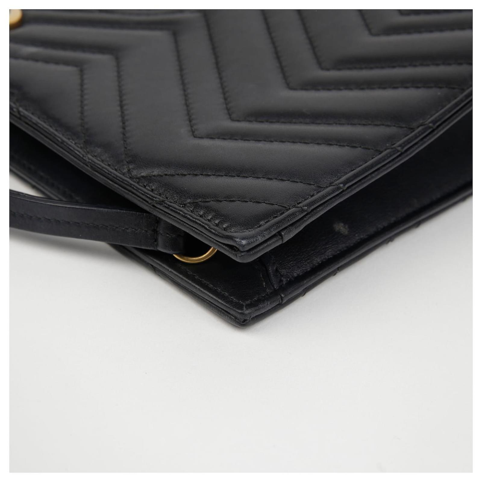 Gucci GG Marmont Matelassé Chevron Heart Clutch Bag – Black