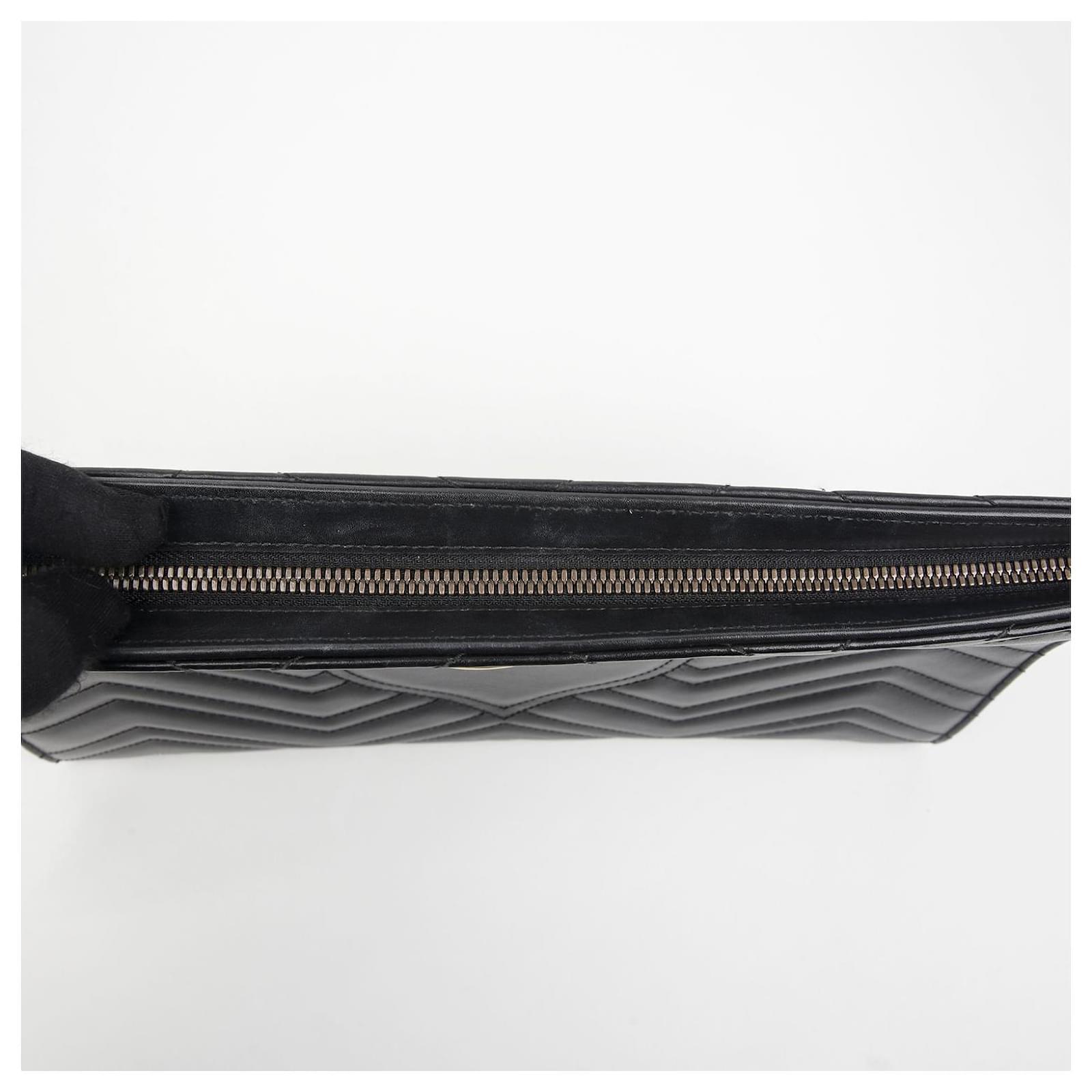 Gucci GG Marmont Matelassé Chevron Heart Clutch Bag – Black