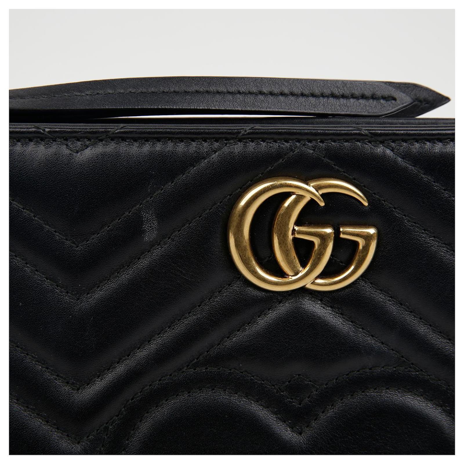 Gucci GG Marmont Matelassé Chevron Heart Clutch Bag – Black