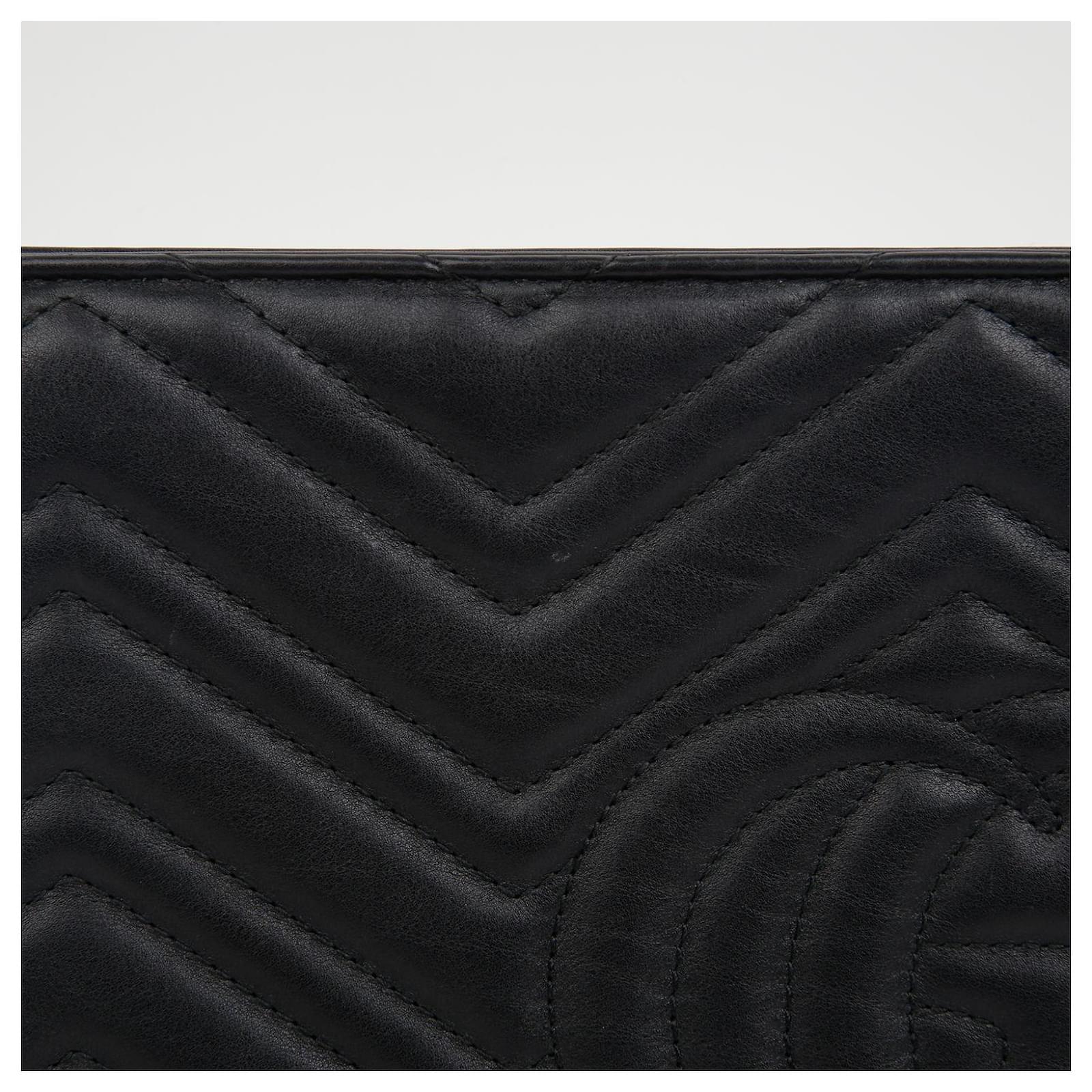 Gucci GG Marmont Matelassé Chevron Heart Clutch Bag – Black