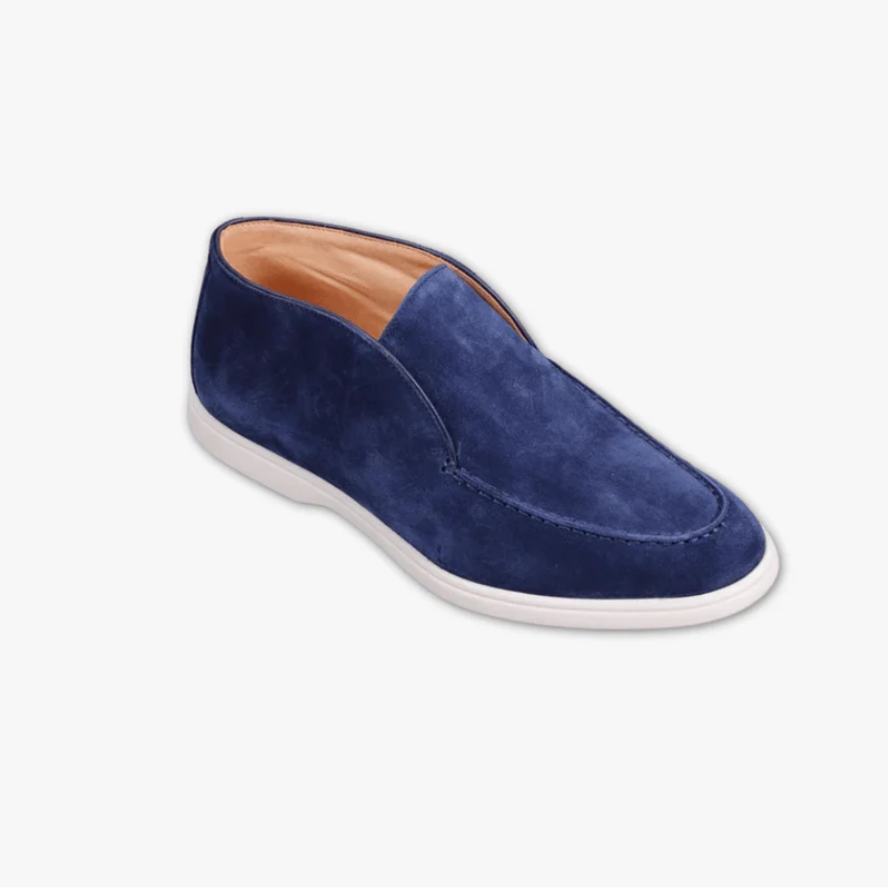 Loro Piana Open Walk Suede Loafers - Dark Blue