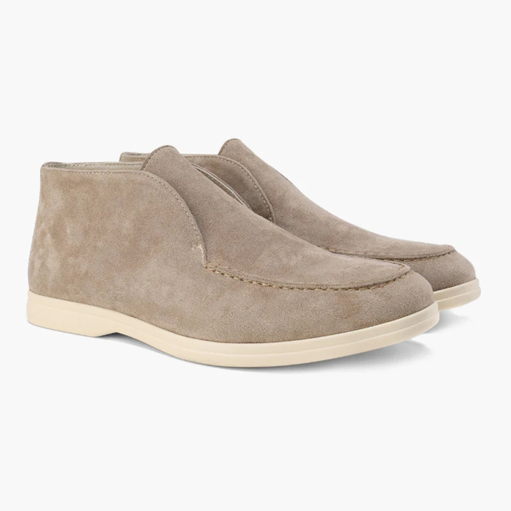 Loro Piana Open Walk Suede Ankle Boots - Woodsmoke Beige
