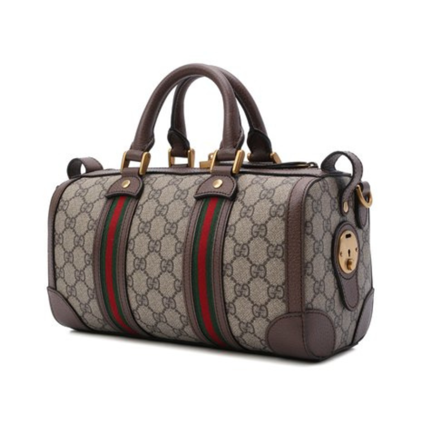 Gucci Canvas Leather Travel Duffle Bag - Beige