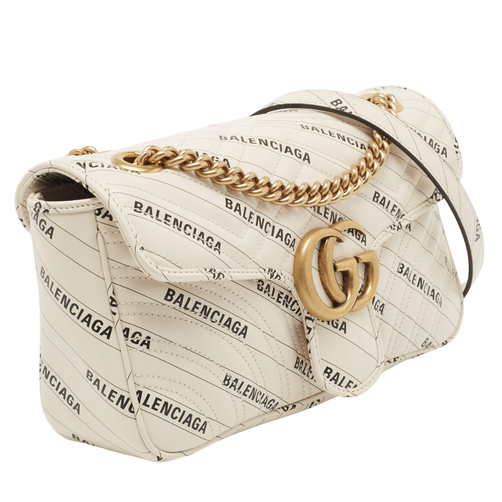 Gucci X Balenciaga GG Marmont Matelasse Shoulder Bag – White