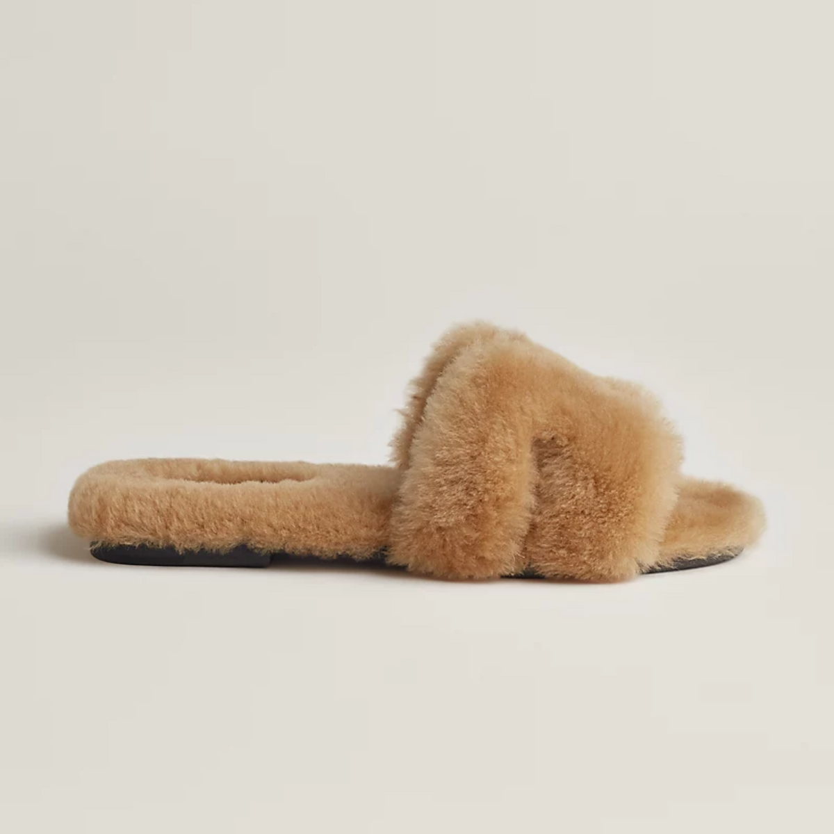 Hermes Woolskin Oran Sandal - Beige Argile